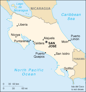 Costa Rica  on Costa Rica Map