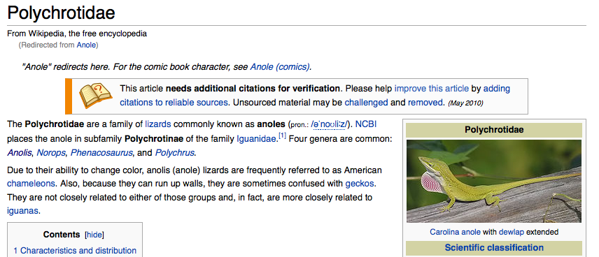 The Wikipedia page for Polychrotidae