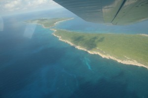 Swan Island from the air. Photo by Alexis Harrison.